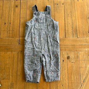 Janie and jack chambray nautical print overalls